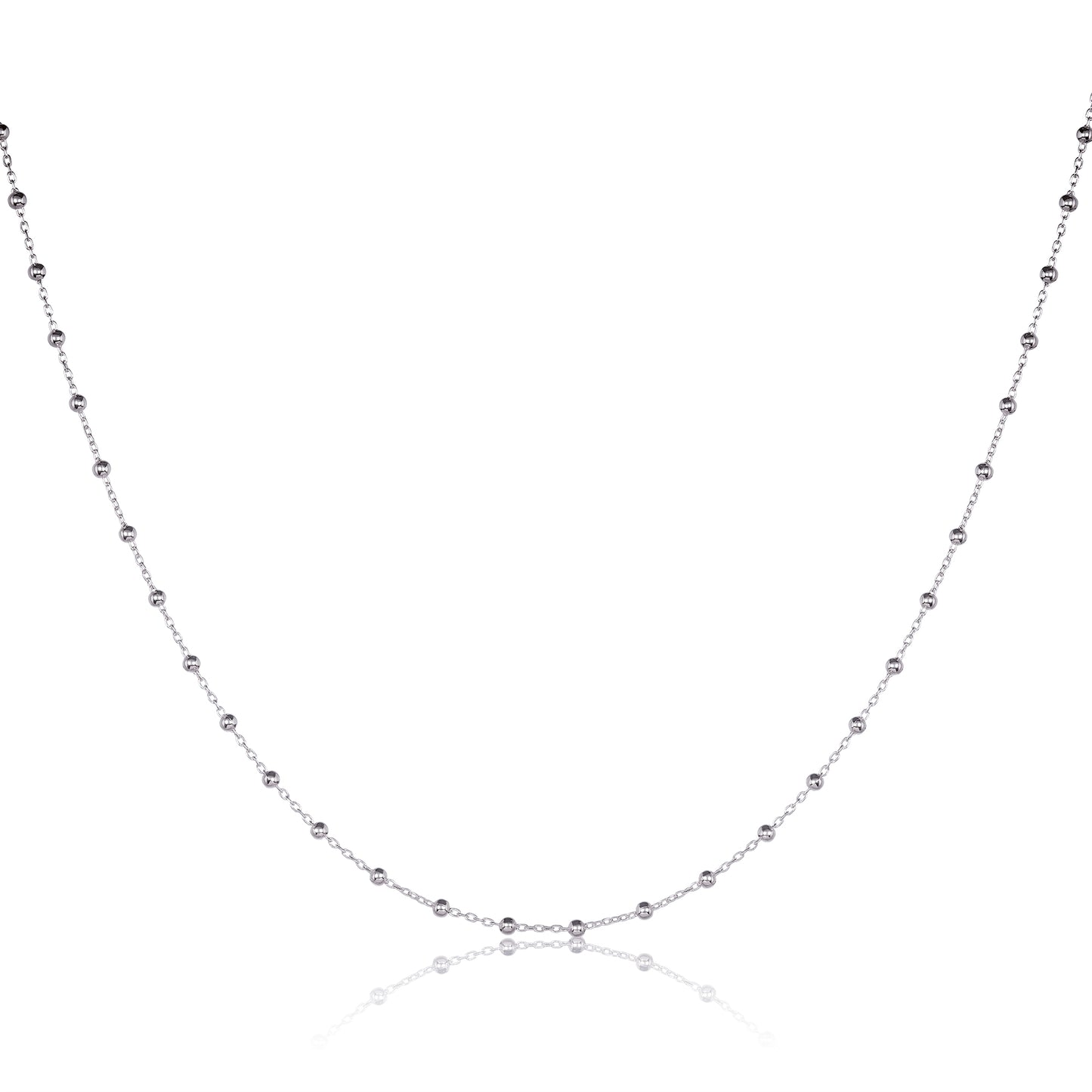 925 Sterling Silver Beaded Chain Necklace