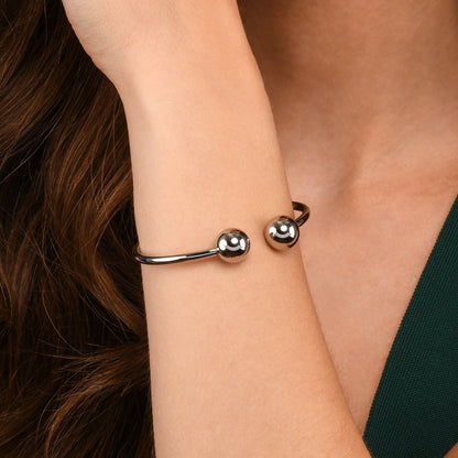 Stainless Steel Torque Bangle Cuff Bracelet for Women, Open Cuff Design