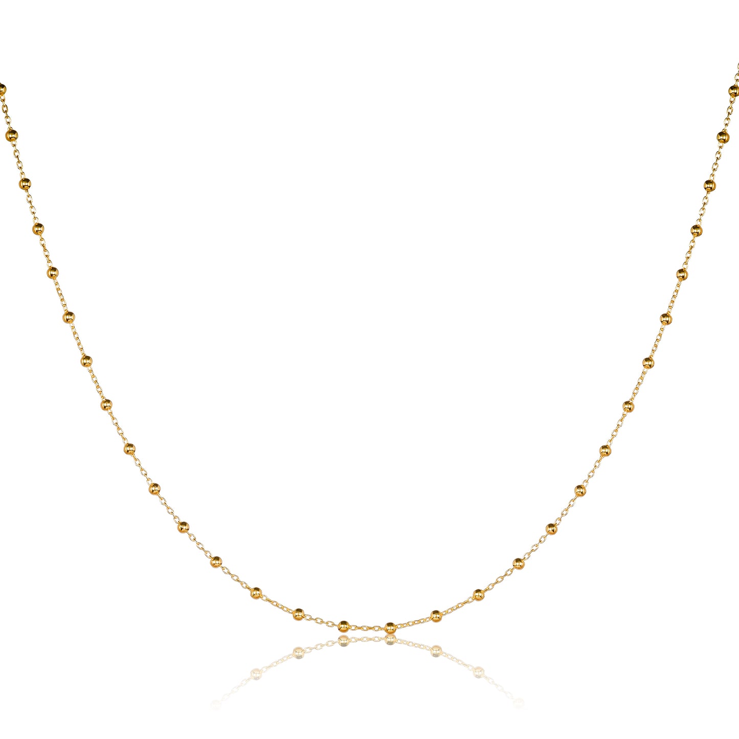 Gold Plated Sterling Silver Beaded Chain Necklace