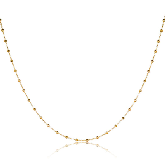Gold Plated Sterling Silver Beaded Chain Necklace
