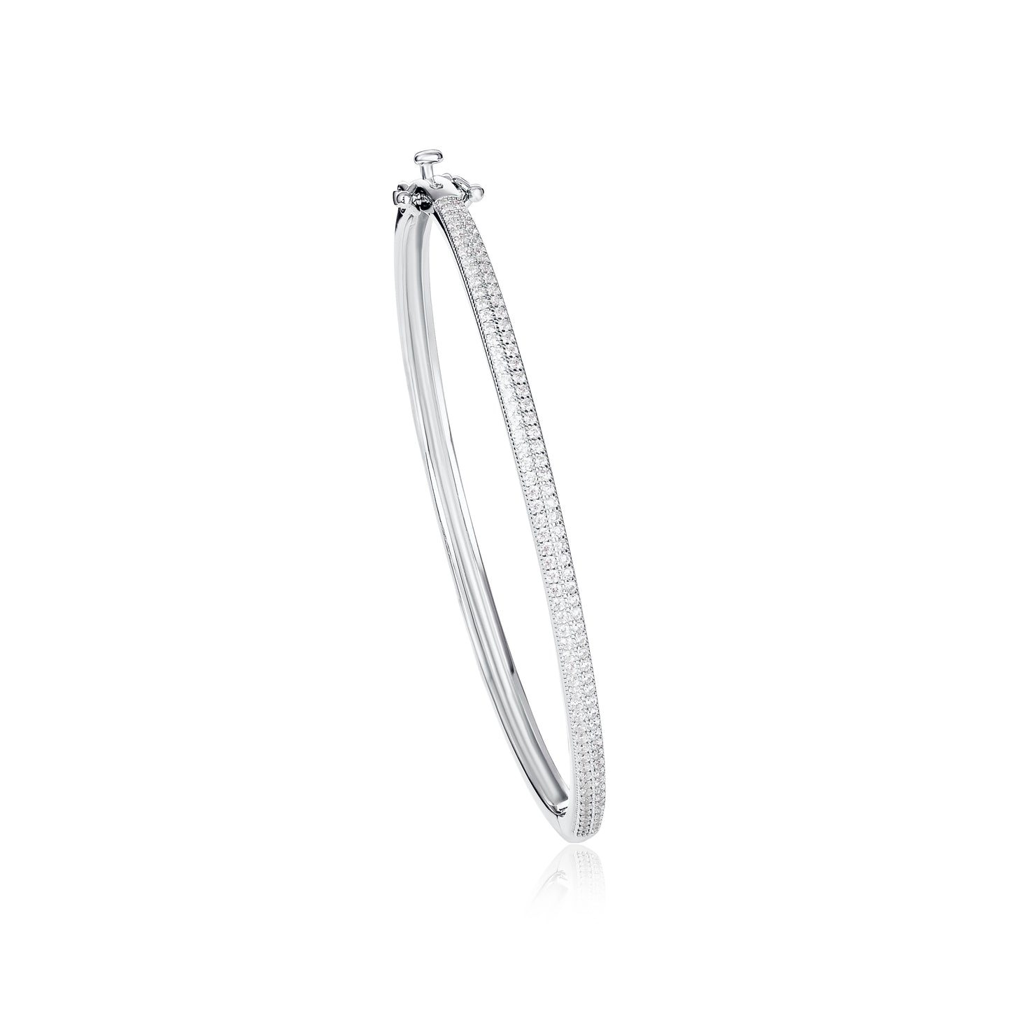 925 Sterling Silver Oval Bangle Bracelet For women With Cubic Zirconia