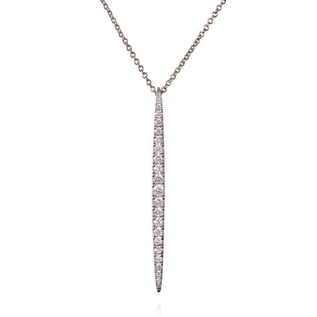 Silver Long Bar Pendant Necklace for Women