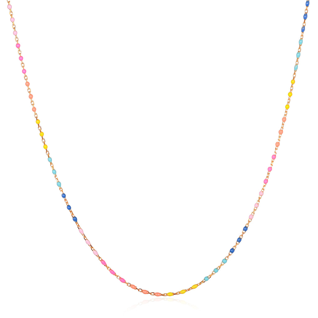 Dainty Gold Plated 925 Sterling Silver Coloured Beaded Necklace For Women