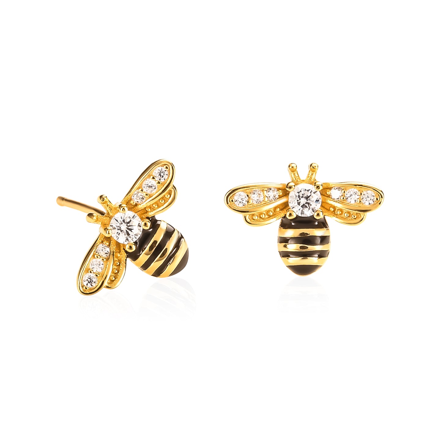 Gold Plated 925 Silver Bumble Bee Stud Earrings for Women