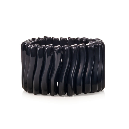40mm Wide Black Chunky Bangle Bracelet for Women