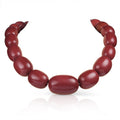 20 inch Long Burgundy Oval Beads Statement Necklace for Women