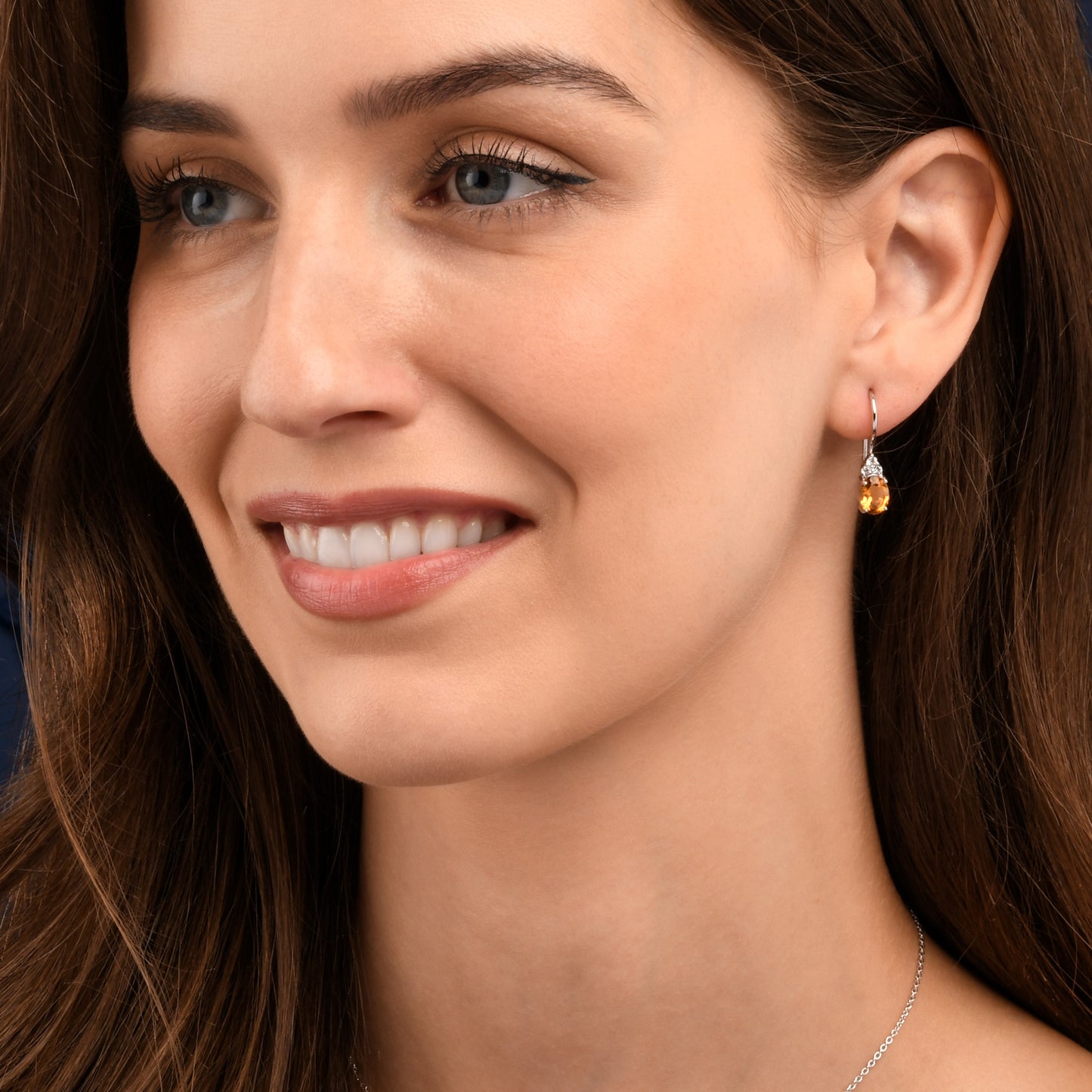 925 Sterling Silver Oval Shaped Citrine Drop Earrings