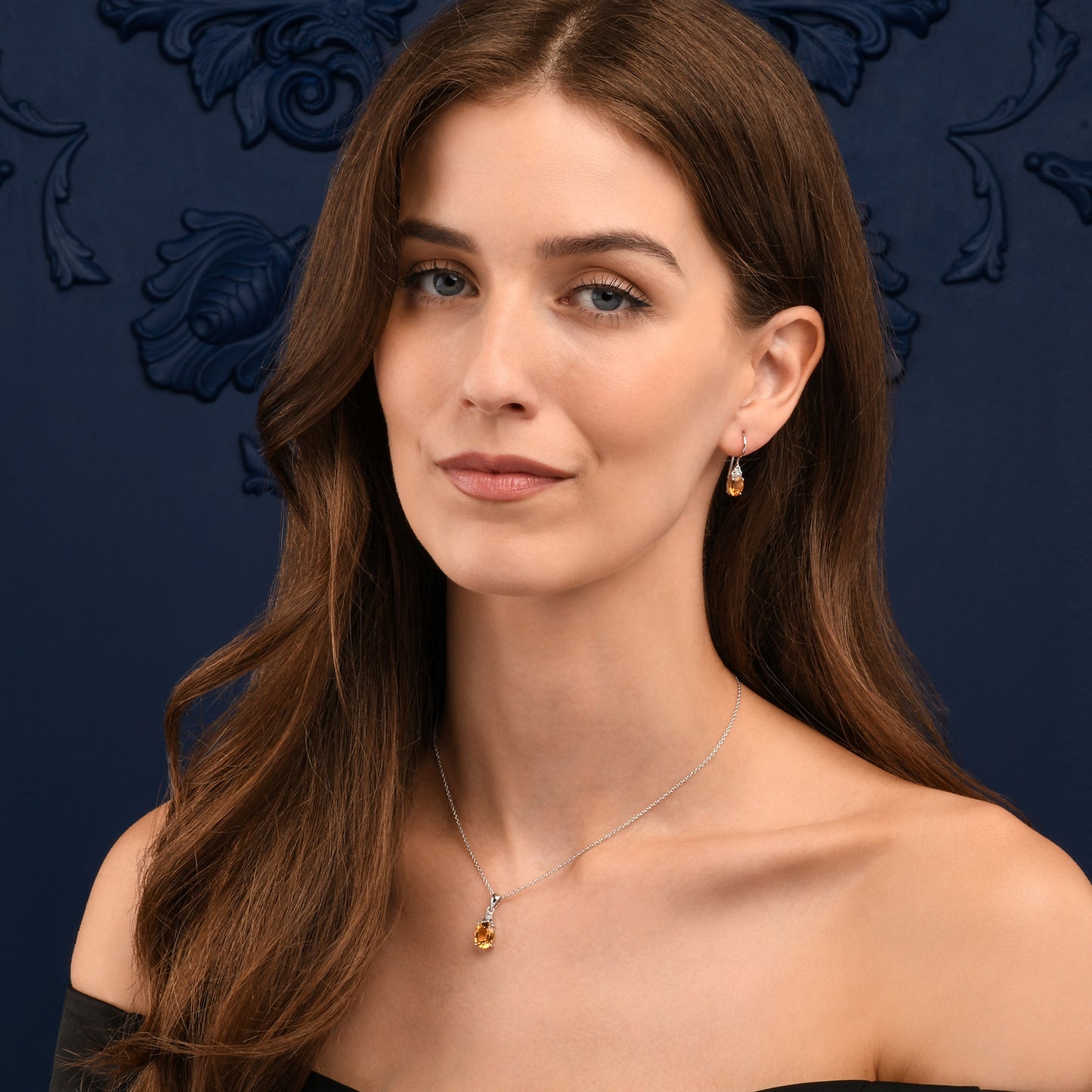 925 Sterling Silver Oval Shaped Citrine Drop Earrings