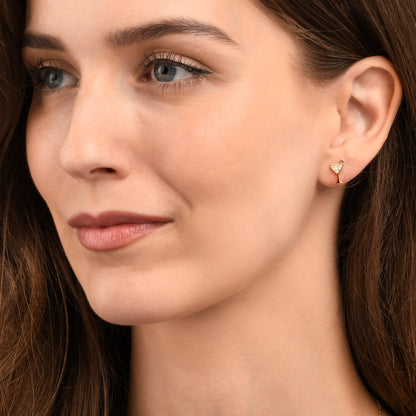 Gold Plated Cocktail Glass Stud Earrings for Women