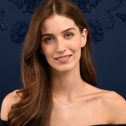 Gold Plated 925 Sterling Silver Cocktail Glass Necklace for Women