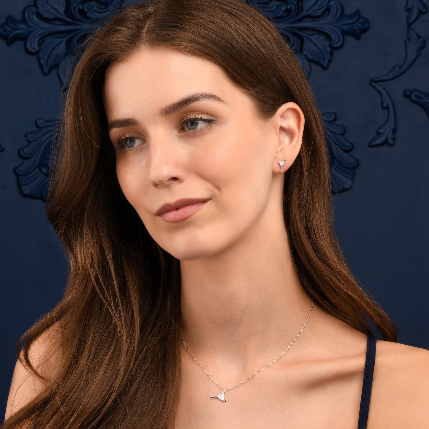 925 Sterling Silver Cocktail Glass Stud Earrings for Women