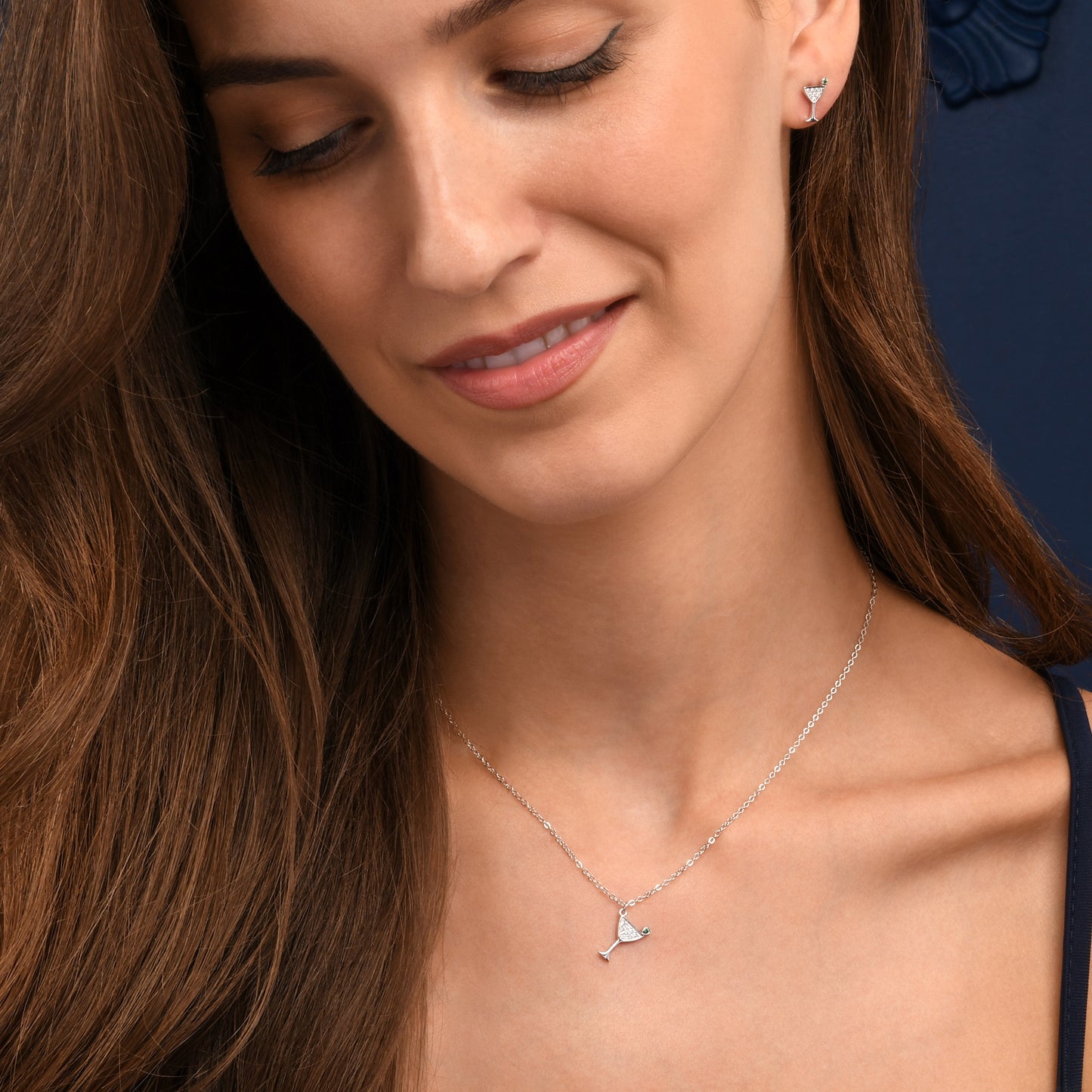 925 Sterling Silver Cocktail Glass Stud Earrings for Women