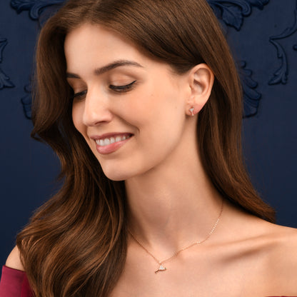 Rose Gold Plated 925 Sterling Silver Cocktail Glass Necklace for Women