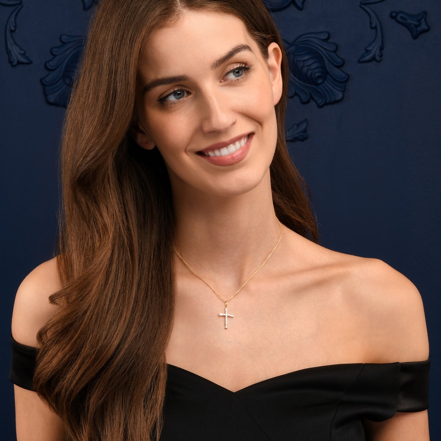 Gold Plated Sterling Silver Cross pendant Necklace