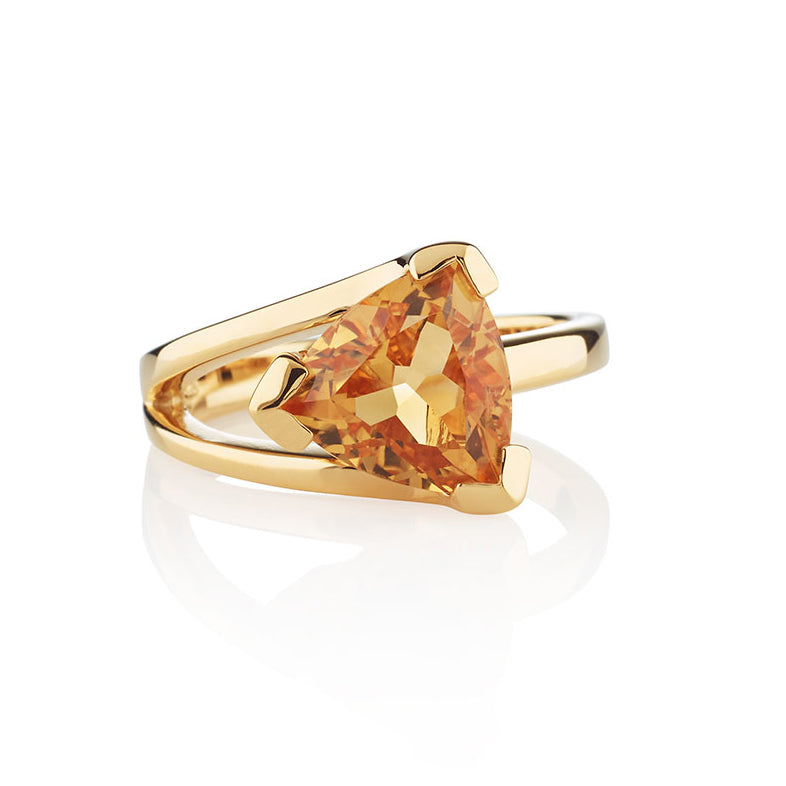 Gold Vermeil Trillion Cut Citrine Gemstone Ring For Women
