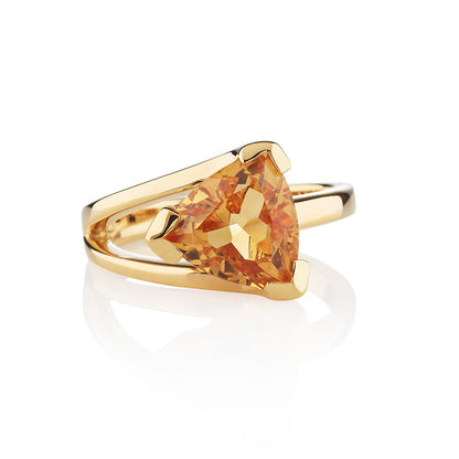 Gold Vermeil Trillion Cut Citrine Gemstone Ring For Women