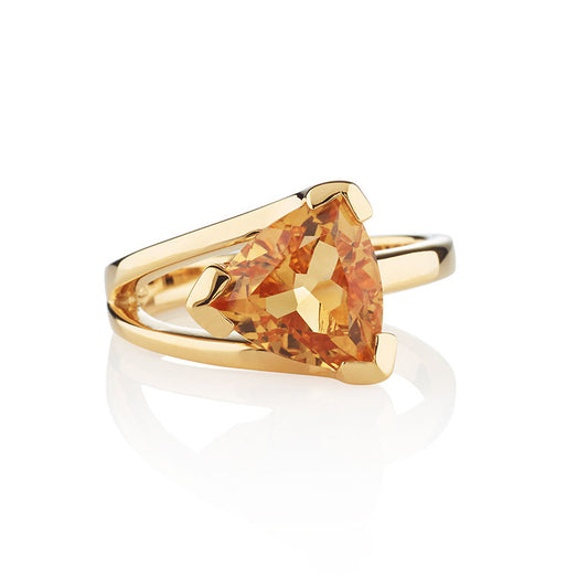 Gold Vermeil Trillion Cut Citrine Gemstone Ring For Women