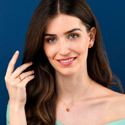 Gold Vermeil Bezel Set Citrine Stud Earrings For Women