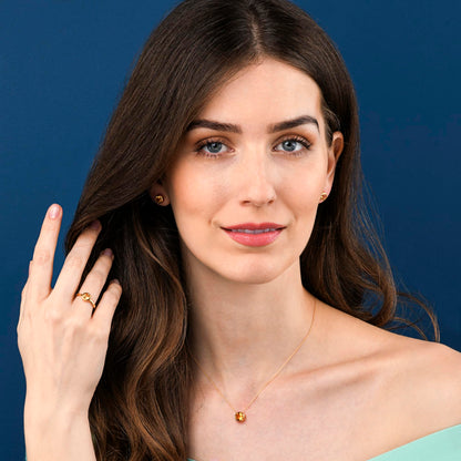 Dainty Gold Vermeil Bezel Set Citrine Ring For Women