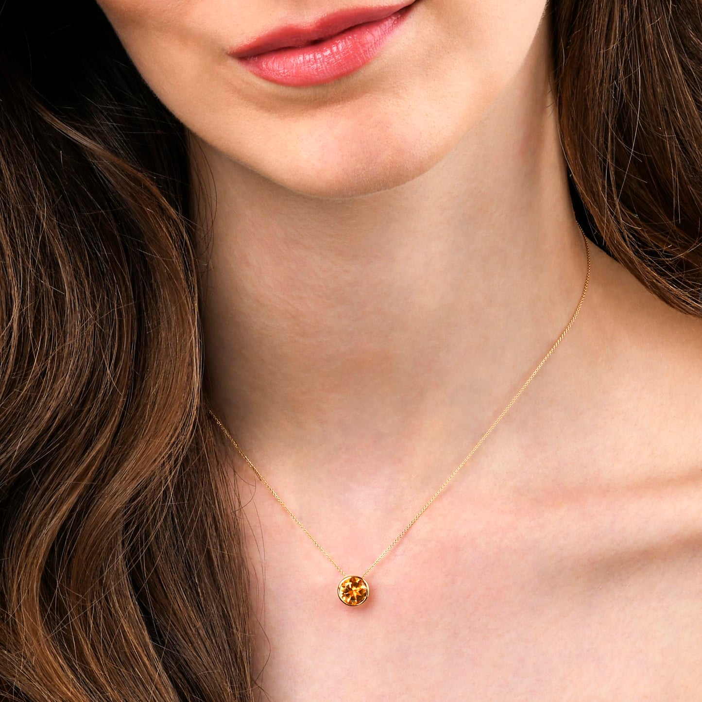 Gold Vermeil Bezel Set Cirtine Pendant Necklace For Women