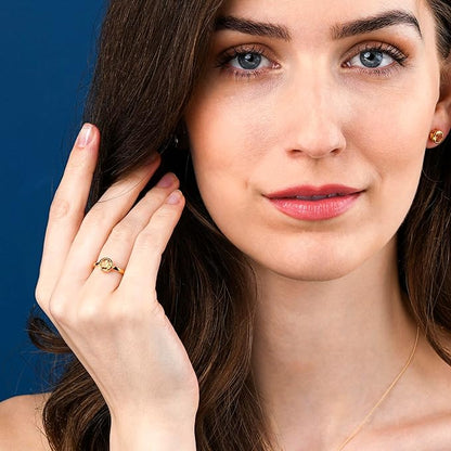 Dainty Gold Vermeil Bezel Set Citrine Ring For Women