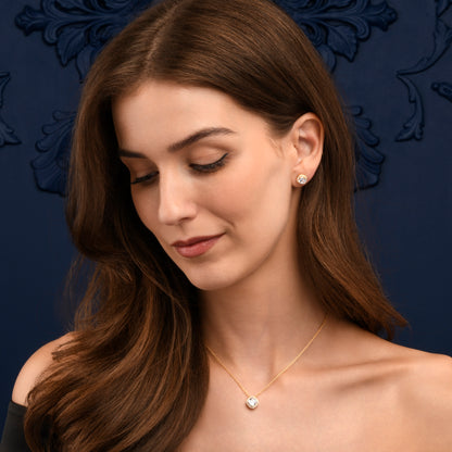 Gold Plated Sterling Silver Cubic Zirconia Cushion Halo Pendant Necklace