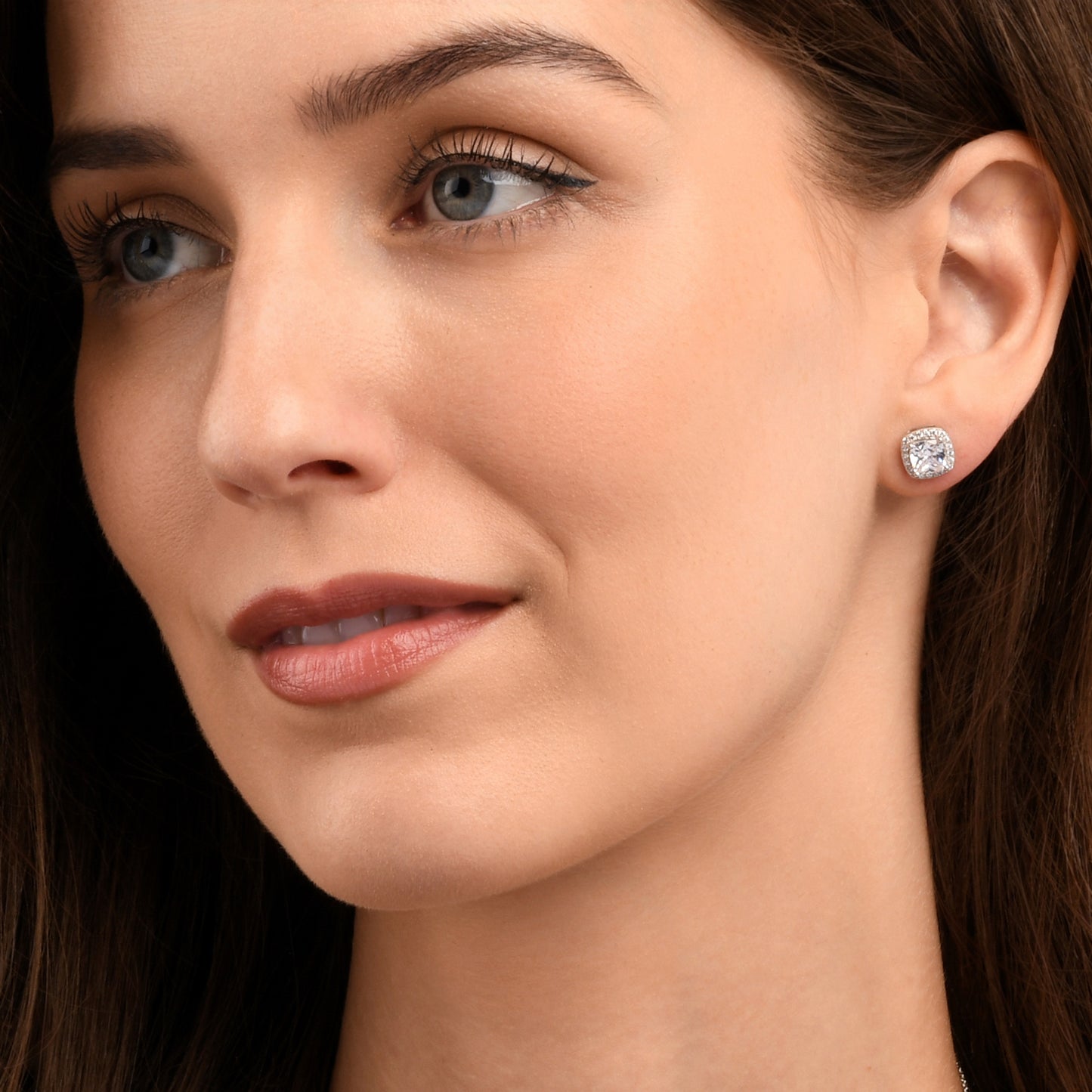 925 Sterling Silver Cushion Halo Stud Earrings With Cubic Zirconia For Women