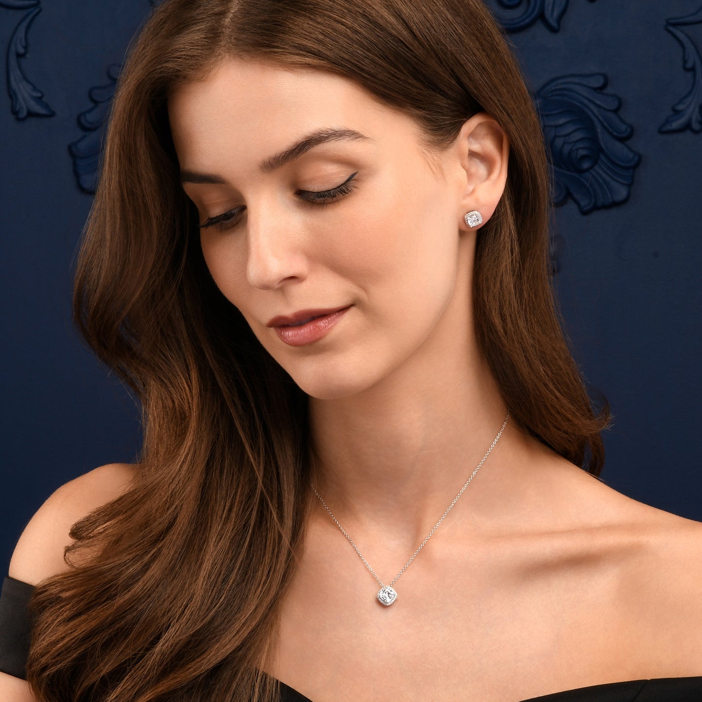 925 Sterling Silver Cushion Halo Stud Earrings With Cubic Zirconia For Women