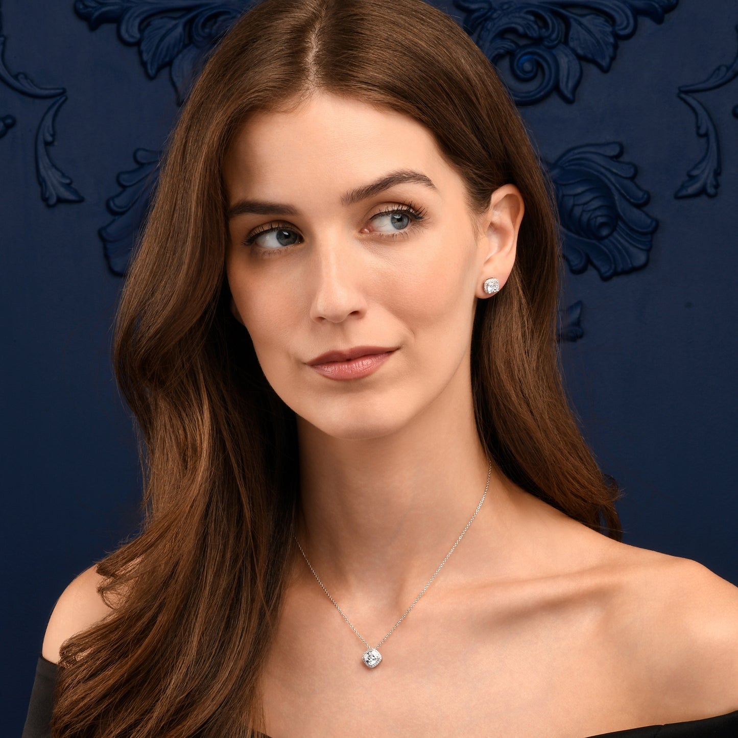 925 Sterling Silver Cushion Halo Stud Earrings With Cubic Zirconia For Women