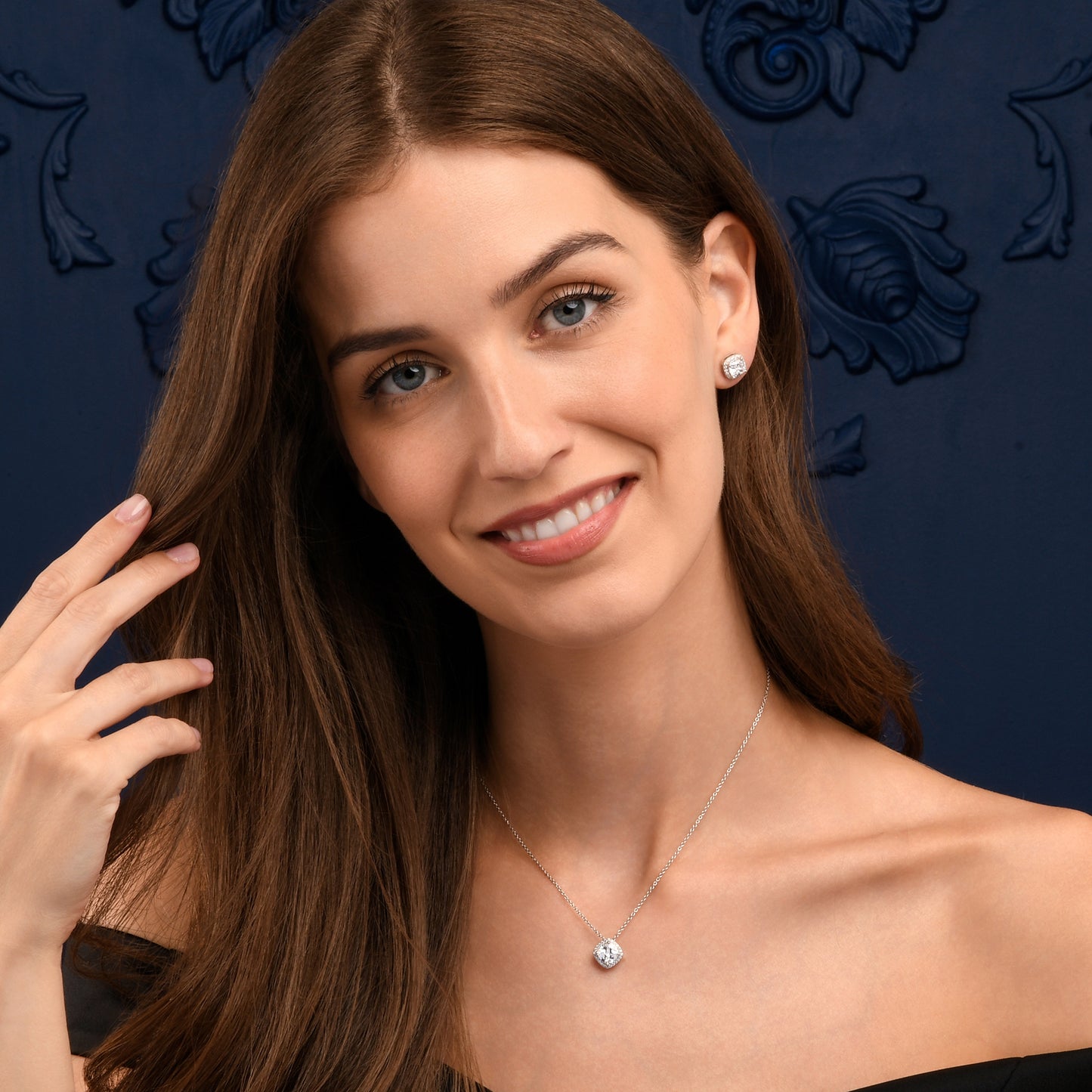 925 Sterling Silver Cushion Halo Stud Earrings With Cubic Zirconia For Women