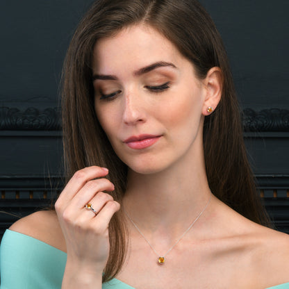 Dainty 925 Sterling Silver Bezel Set Citrine Ring For Women