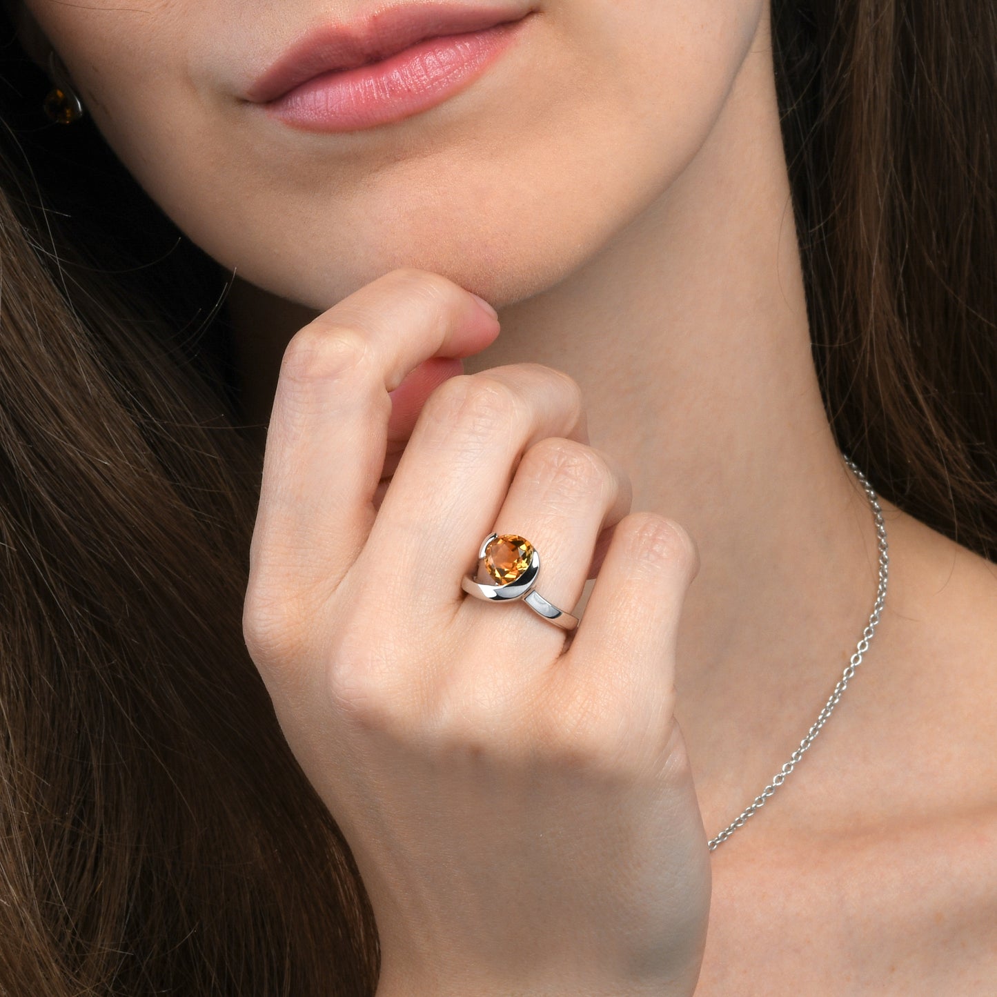 Sterling Silver Pear-Shaped Citrine Gemstone Ring For Women