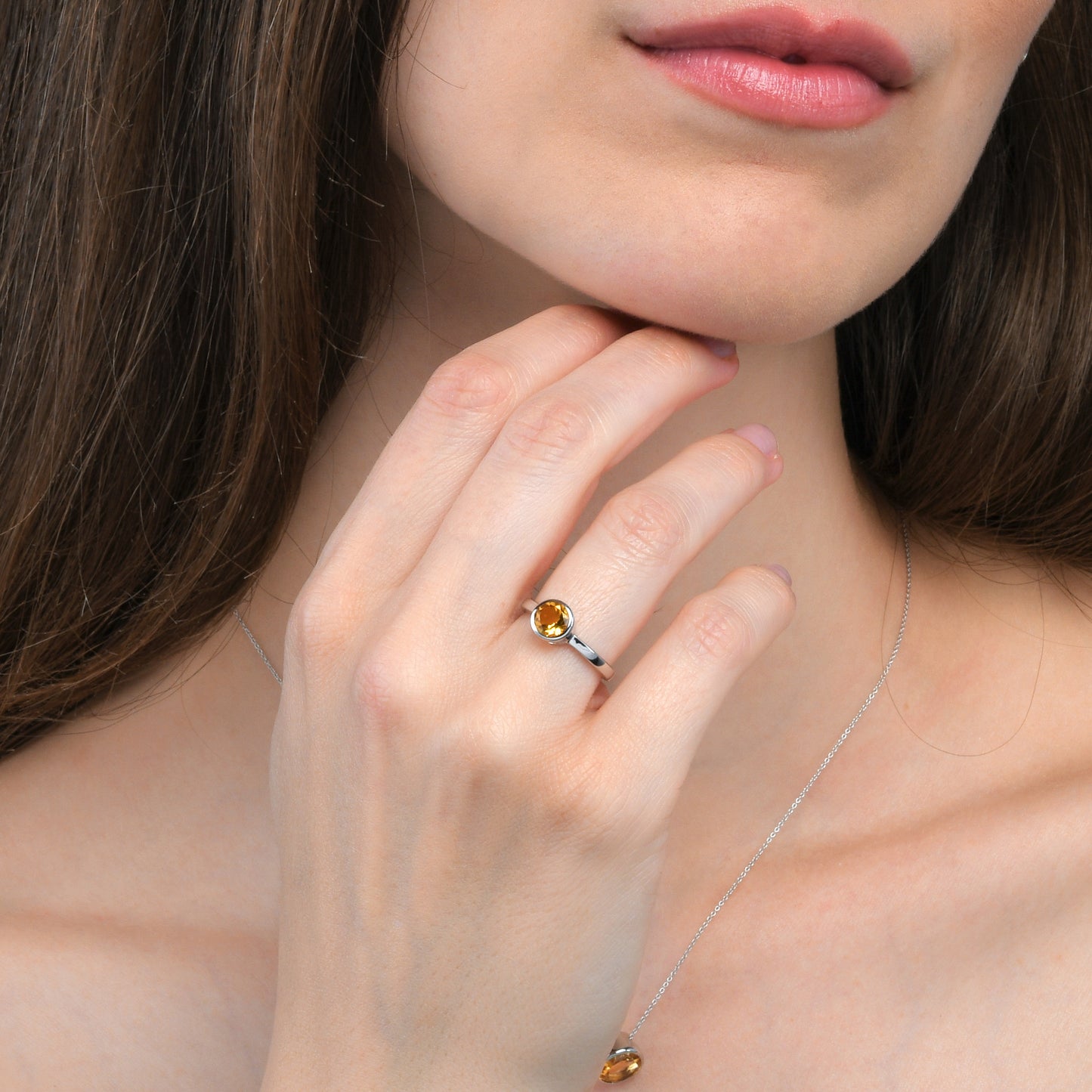 Dainty 925 Sterling Silver Bezel Set Citrine Ring For Women