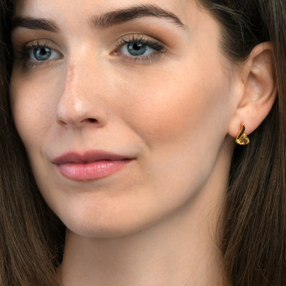 Gold Vermeil Stud Earrings With Pear-Shaped Citrine Gemstones