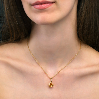 Gold Vermeil Pear-Shaped Citrine Gemstone Pendant Necklace
