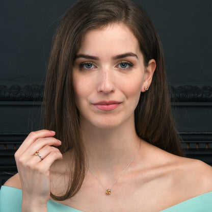 Sterling Silver Bezel Set Citrine Stud Earrings For Women