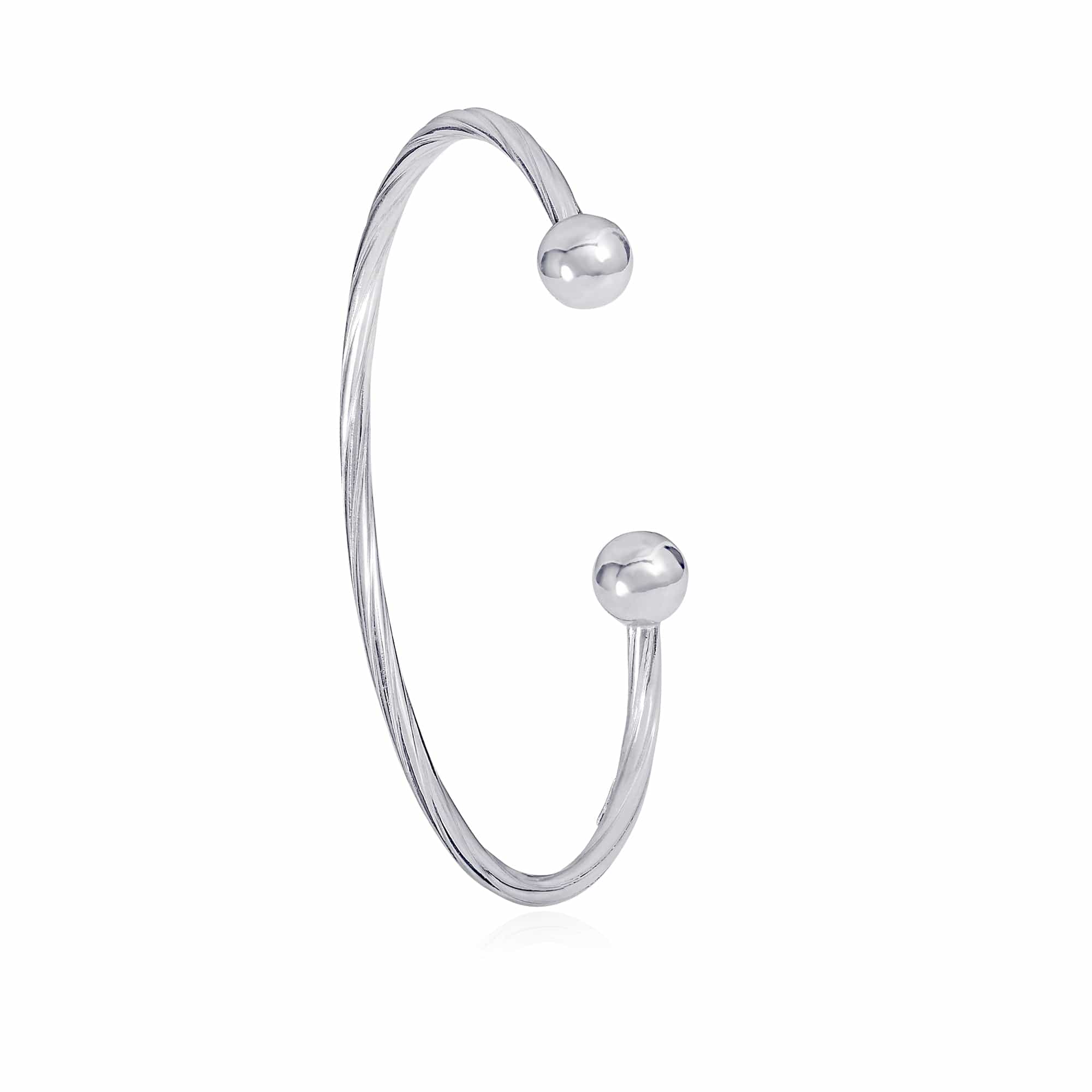 Old English Jewellers 925 Sterling Silver Torque Bangle – Ladies' Opening Bracelet, Adjustable