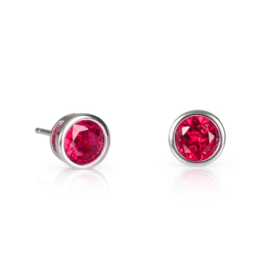 925 Sterling Silver Red Solitaire Bezel Set Stud Earrings for Women