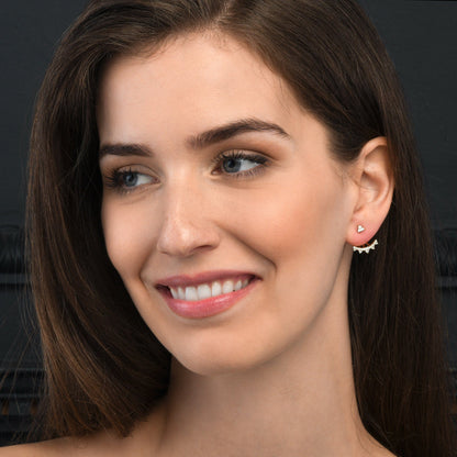 Gold Plated 925 Sterling Silver Ear Jacket Earrings for Women