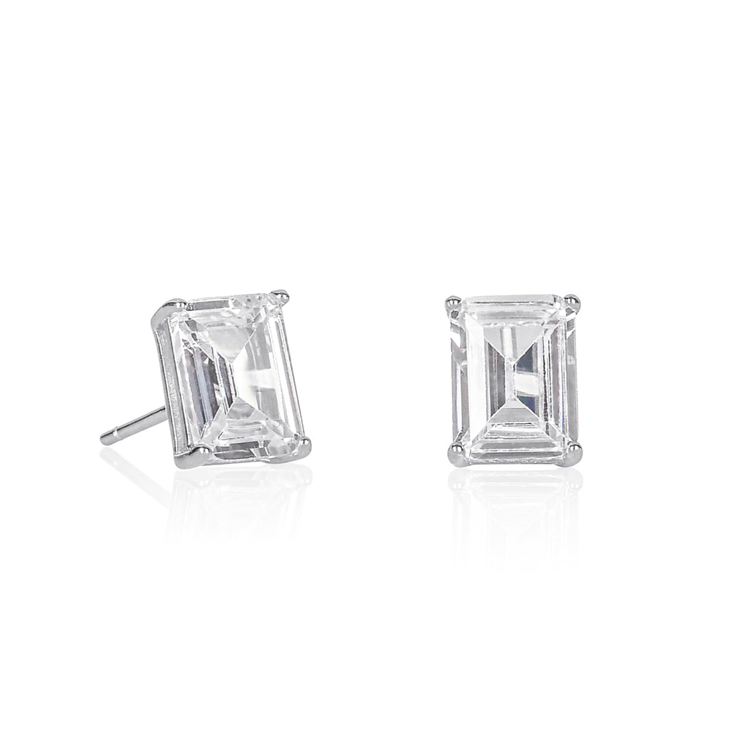 Dainty 925 Sterling Silver Rectangle Stud Earrings For Women