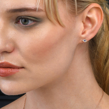 Rose Gold Evil Eye Stud Earrings for Women