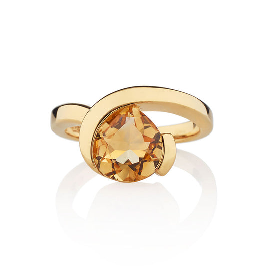 Gold Vermeil Pear-Shaped Citrine Gemstone Ring For Women