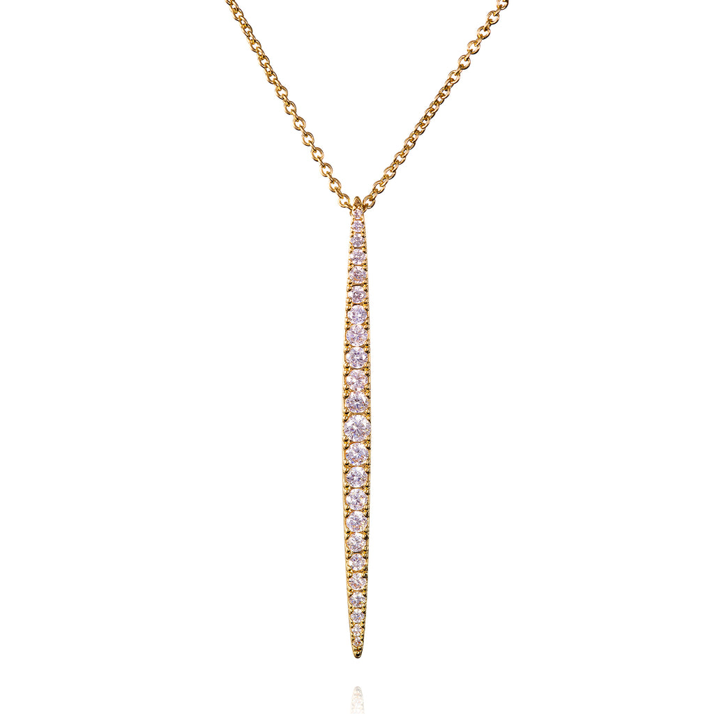 Gold Plated Long Bar Pendant Necklace for Women
