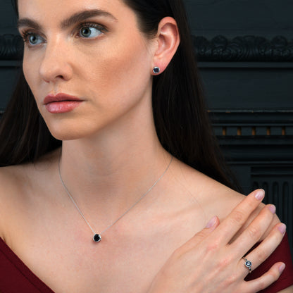 Sterling Silver Bezel Set Iolite Stud Earrings For Women