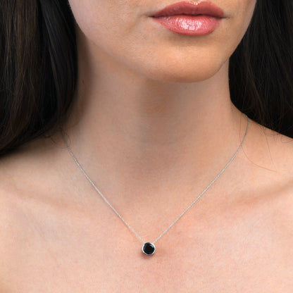 Sterling Silver Bezel Set Iolite Pendant Necklace For Women