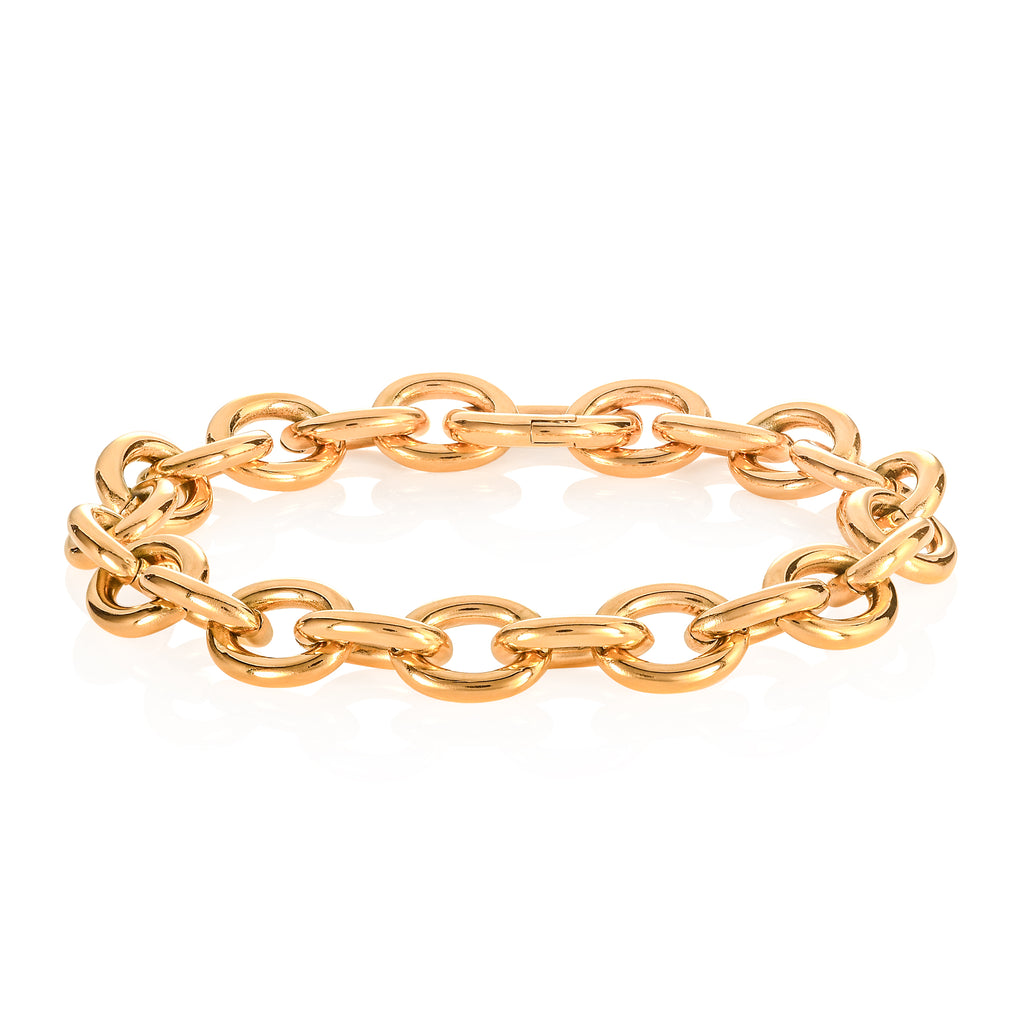 Chunky Oval Links Gold Bracelet in Stainless Steel for Women