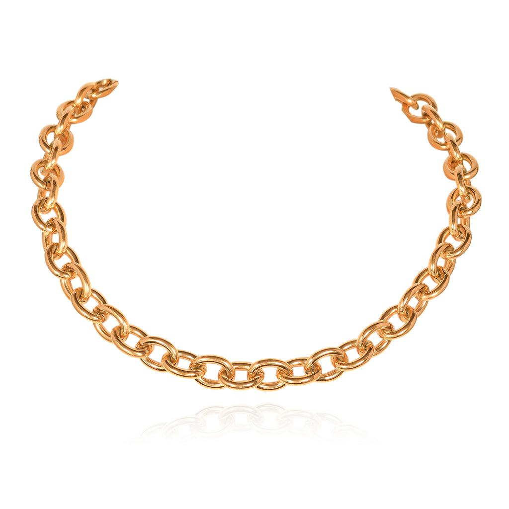 Chunky Gold Necklace with Oval Links for Women in Stainless Steel