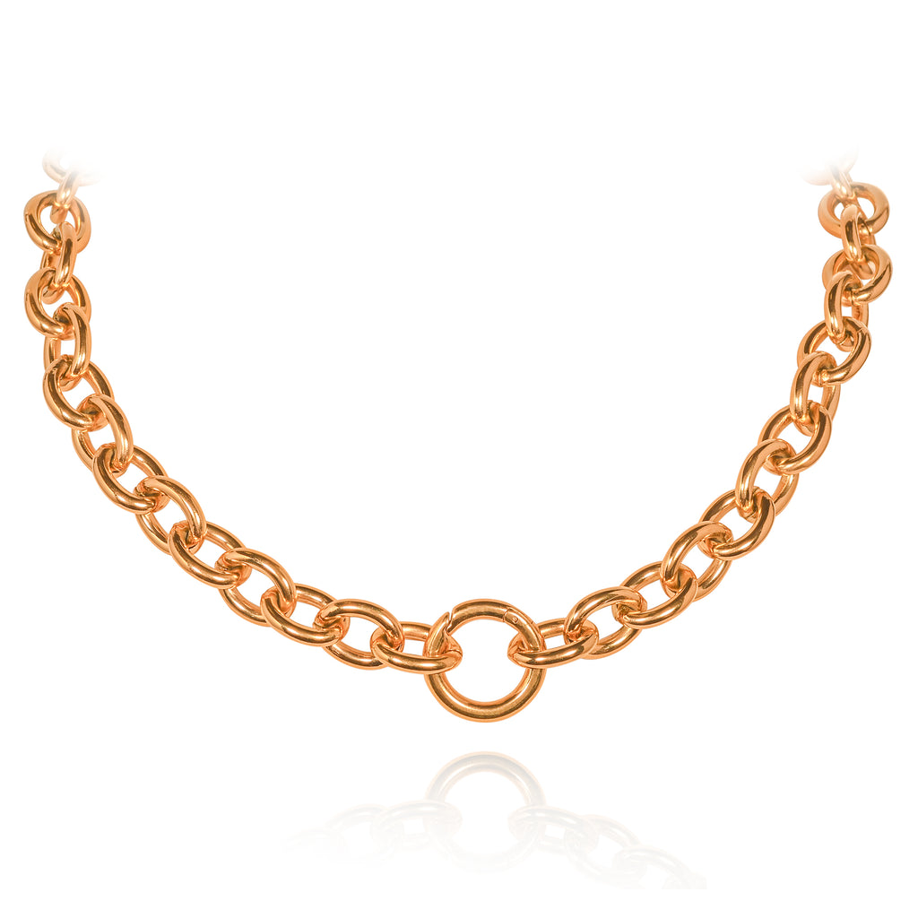 Chunky Gold Necklace with Oval Links for Women in Stainless Steel