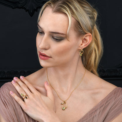 Gold Vermeil Floral Stud Earrings with Natural Peridot, Citrine and Smoky Quartz Gemstones