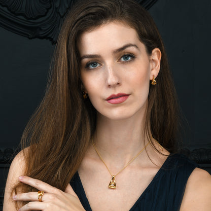 Gold Vermeil Trillion Cut Citrine Gemstone Ring For Women
